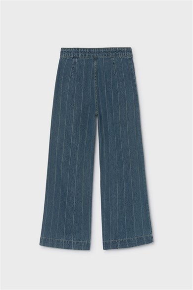 Mayoral Kız Çocuk 10-16 Yaş Çizgili Düğme Detaylı Denim Pantolon Kot Mavi