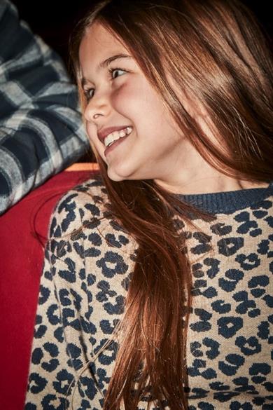 Mayoral Kız Çocuk 10-16 Yaş Leopar Desenli Triko Kazak Bej