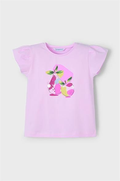 Mayoral Kız Çocuk 2-10 Yaş Desenli Kısakol T-shirt 3015 Pembe