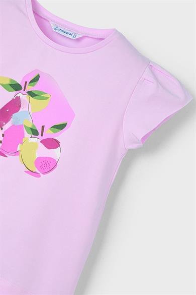 Mayoral Kız Çocuk 2-10 Yaş Desenli Kısakol T-shirt 3015 Pembe