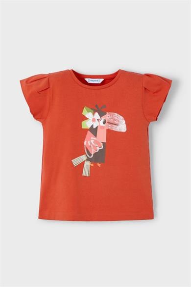 Mayoral Kız Çocuk 2-10 Yaş Desenli Kısakol T-shirt 3015 Kırmızı