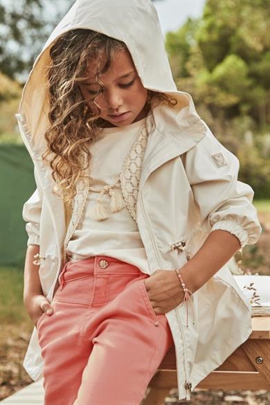 Mayoral Kız Çocuk 2-10 Yaş Kapüşonlu Mevsimlik Mont 3411 Krem