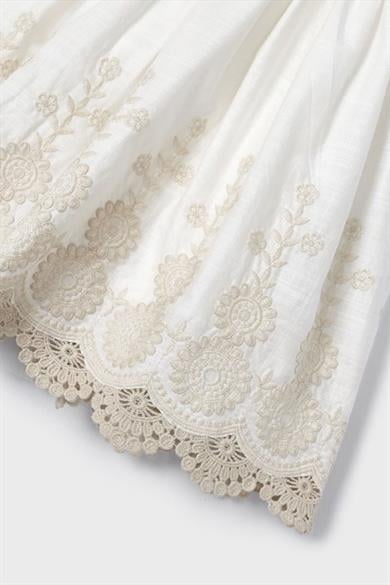 Mayoral Kız Çocuk 2-7 Yaş Güpürlü Keten Elbise 3917 Krem