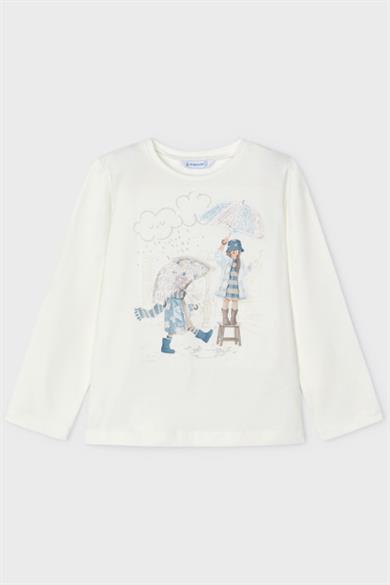 Mayoral Kız Çocuk 2-9 Yaş Baskılı Uzun Kol Body 4067 Krem