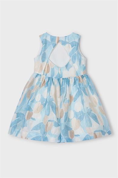 Mayoral Kız Çocuk 2-9 Yaş Desenli Fiyonk Detaylı Elbise 3913 Mavi