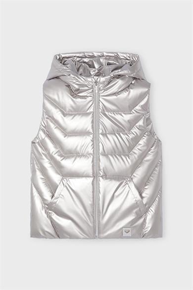 Mayoral Kız Çocuk 2-9 Yaş Dolgulu Kapüşonlu Şişme Yelek Gümüş