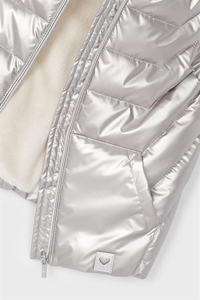 Mayoral Kız Çocuk 2-9 Yaş Dolgulu Kapüşonlu Şişme Yelek Gümüş