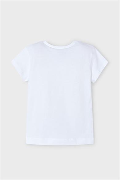 Mayoral Kız Çocuk 3-10 Yaş Desenli Kısakol T-shirt 3014 Beyaz