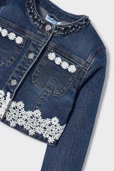 Mayoral Kız Çocuk 3-7 Yaş Fistolu Denim Ceket 3475 Kot Mavi