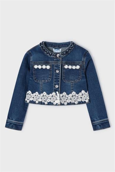 Mayoral Kız Çocuk 3-7 Yaş Fistolu Denim Ceket 3475 Kot Mavi