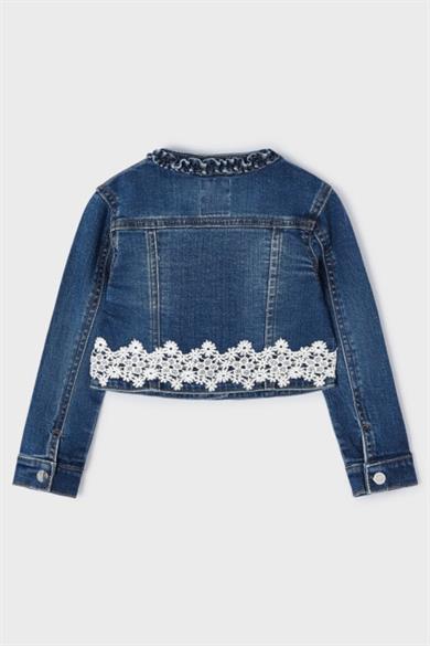 Mayoral Kız Çocuk 3-7 Yaş Fistolu Denim Ceket 3475 Kot Mavi