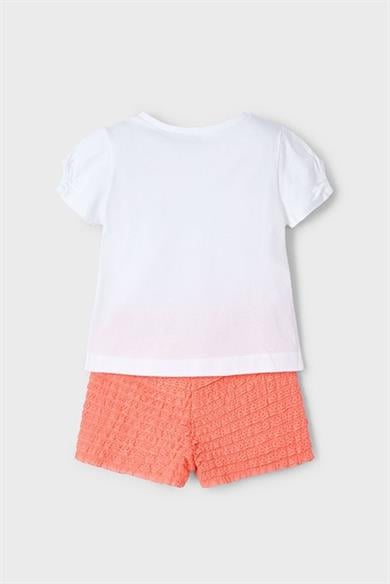 Mayoral Kız Çocuk 3-8 Yaş Papağan Desenli İkili Şortlu Takım 3211 Beyaz