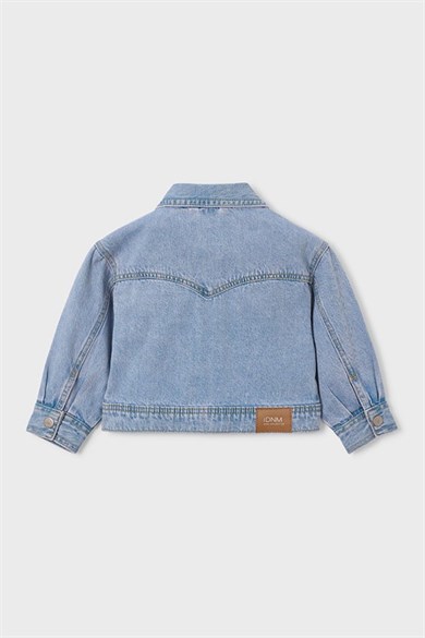 Mayoral Kız Çocuk 3-9 Yaş Eskitme Crop Denim Ceket Kot Mavi