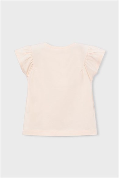 Mayoral Kız Çocuk 3-9 Yaş Kabartma Desenli Kısa Kol T-Shirt Somon