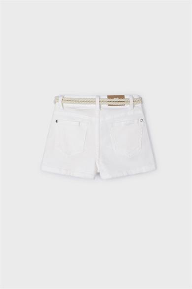 Mayoral Kız Çocuk 3-9 Yaş Kemerli Denim Şort 234 Beyaz
