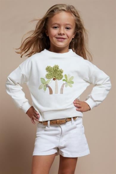 Mayoral Kız Çocuk 3-9 Yaş Kemerli Denim Şort 234 Beyaz