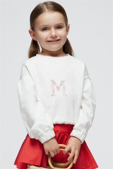 Mayoral Kız Çocuk 3-9 Yaş Nakışlı Sweatshirt 3468 Ekru