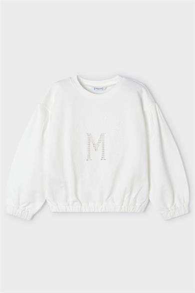 Mayoral Kız Çocuk 3-9 Yaş Nakışlı Sweatshirt 3468 Ekru