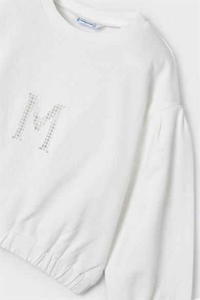 Mayoral Kız Çocuk 3-9 Yaş Nakışlı Sweatshirt 3468 Ekru