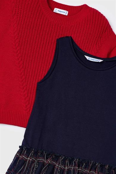 Mayoral Kız Çocuk 3-9 Yaş Triko Kazaklı Elbise 4912 Kırmızı