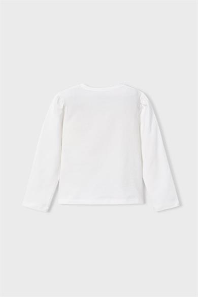 Mayoral Kız Çocuk 4-9 Yaş Baskılı Uzun Kol T-shirt Krem