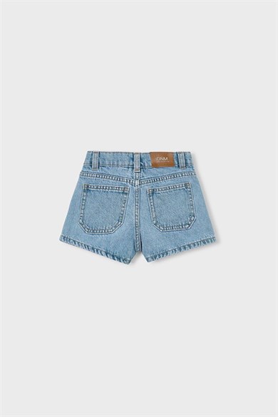 Mayoral Kız Çocuk 4-9 Yaş Beli Lastikli Basic Denim Şort Mavi