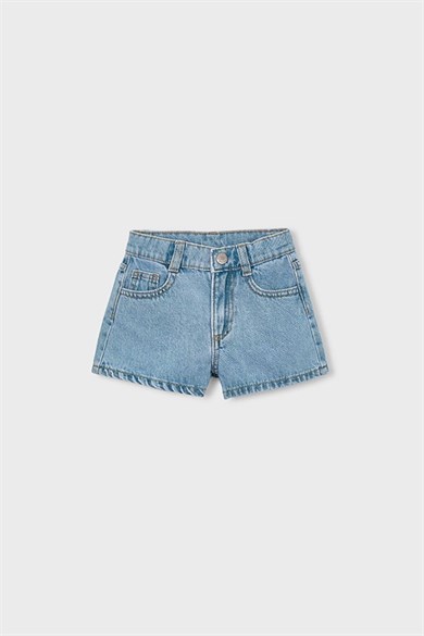 Mayoral Kız Çocuk 4-9 Yaş Beli Lastikli Basic Denim Şort Mavi