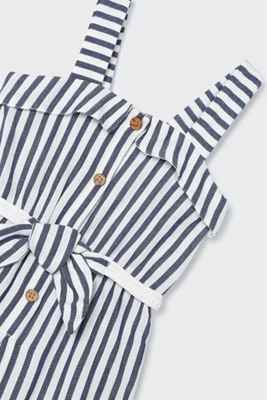 Mayoral Kız Çocuk 4-9 Yaş Çizgili Keten Şort Tulum 3863 Lacivert