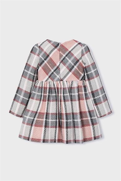 Mayoral Kız Çocuk 4-9 Yaş Ekoseli Uzun Kol Elbise Pudra
