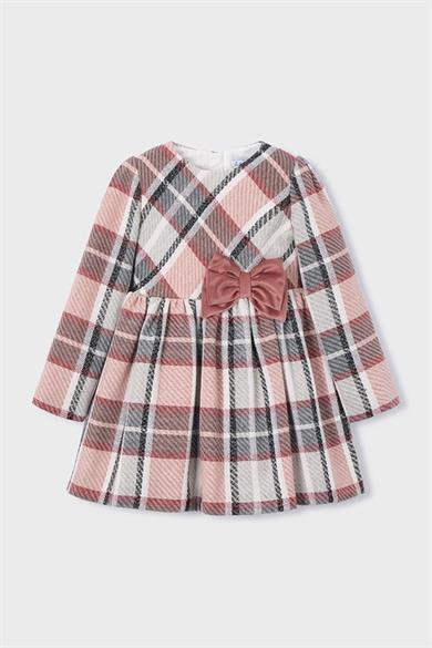 Mayoral Kız Çocuk 4-9 Yaş Ekoseli Uzun Kol Elbise Pudra