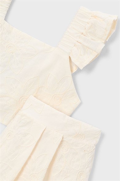 Mayoral Kız Çocuk 4-9 Yaş İşlemeli Bluz-Şort İkili Takım Krem