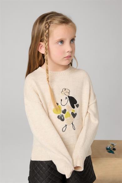 Mayoral Kız Çocuk 4-9 Yaş İşlemeli Kazak 4359 Bej