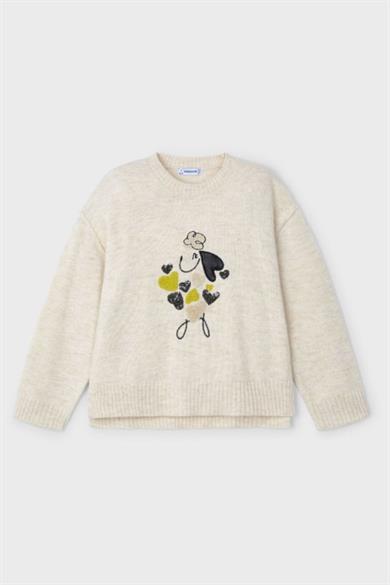 Mayoral Kız Çocuk 4-9 Yaş İşlemeli Kazak 4359 Bej