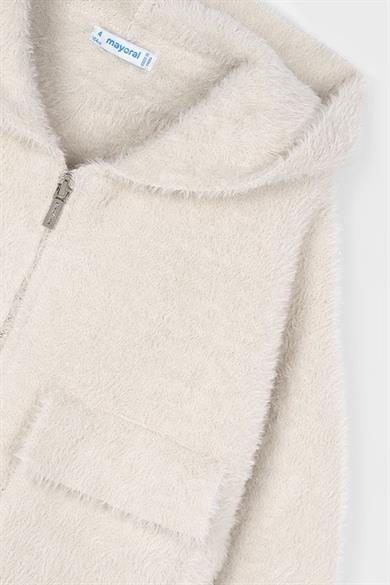 Mayoral Kız Çocuk 4-9 Yaş Kapüşonlu Yumoş Hırka Krem