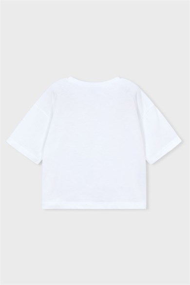 Mayoral Kız Çocuk 4-9 Yaş Meyve Desenli Kısa Kol T-Shirt Beyaz