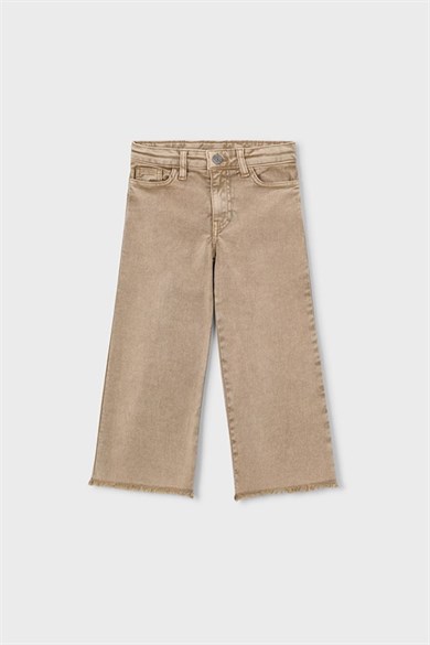 Mayoral Kız Çocuk 4-9 Yaş Paçası Püsküllü Eskitme Denim Jean Bej