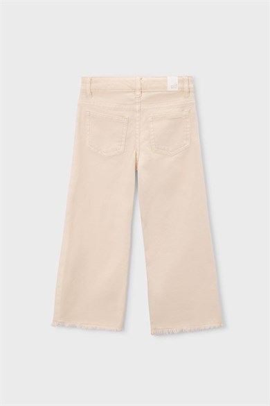 Mayoral Kız Çocuk 4-9 Yaş Paçası Püsküllü Eskitme Denim Jean Krem