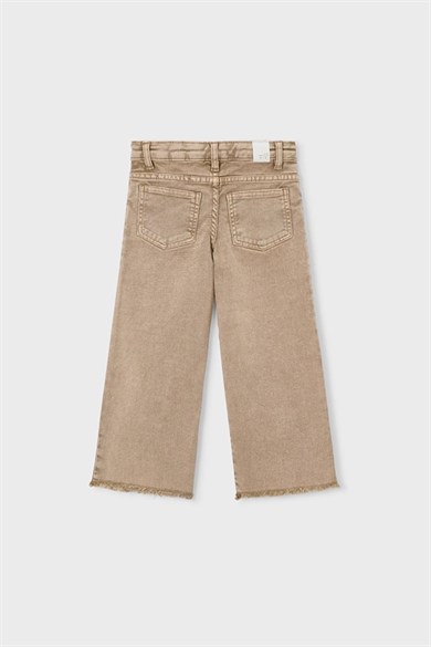 Mayoral Kız Çocuk 4-9 Yaş Paçası Püsküllü Eskitme Denim Jean Bej
