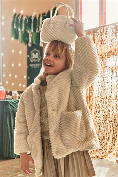 Mayoral Kız Çocuk 4-9 Yaş Peluş Mont Krem