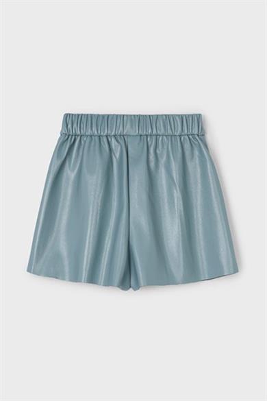 Mayoral Kız Çocuk 4-9 Yaş Pileli Cep Detaylı Deri Şort Turkuaz