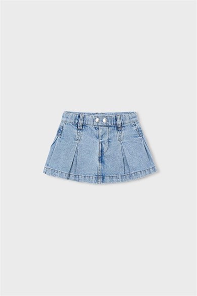 Mayoral Kız Çocuk 4-9 Yaş Pileli Denim Mini Etek Kot Mavi
