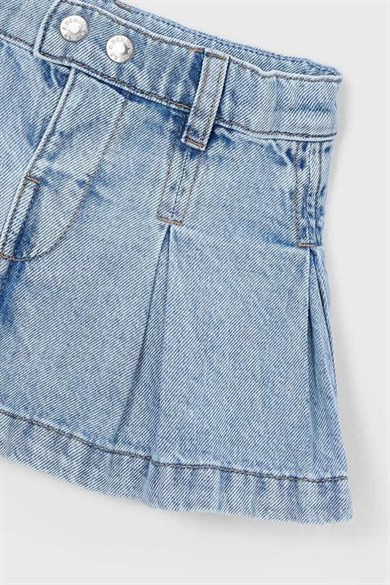 Mayoral Kız Çocuk 4-9 Yaş Pileli Denim Mini Etek Kot Mavi