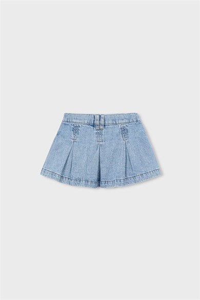 Mayoral Kız Çocuk 4-9 Yaş Pileli Denim Mini Etek Kot Mavi