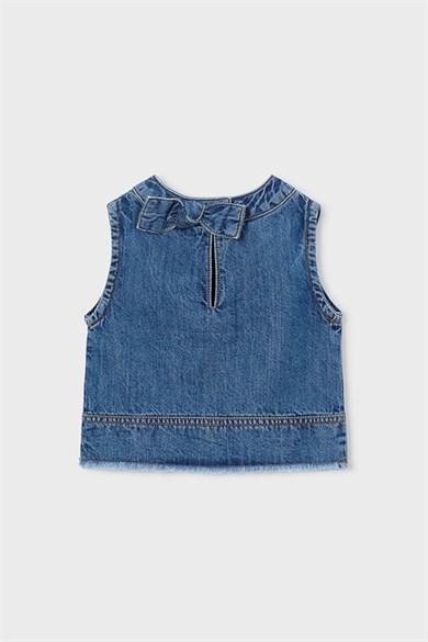 Mayoral Kız Çocuk 4-9 Yaş Püskül Detaylı Denim Crop Bluz Kot Mavi
