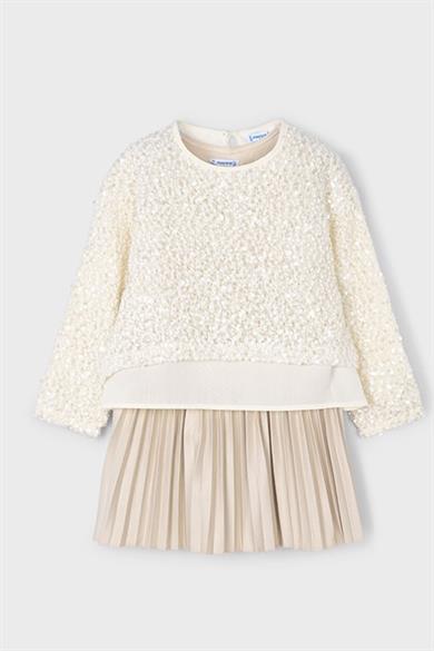 Mayoral Kız Çocuk 5-9 Yaş Payet İşlemeli Elbise Krem