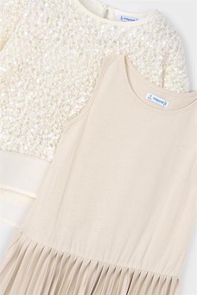 Mayoral Kız Çocuk 5-9 Yaş Payet İşlemeli Elbise Krem