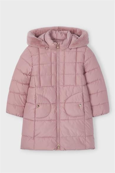 Mayoral Kız Çocuk 5-9 Yaş Polarlı Uzun Kışlık Mont 4490 Pembe
