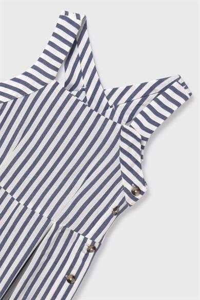 Mayoral Kız Çocuk 8-14 Yaş Çizgili Keten Tulum 6855 Lacivert
