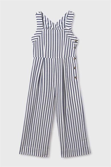 Mayoral Kız Çocuk 8-14 Yaş Çizgili Keten Tulum 6855 Lacivert