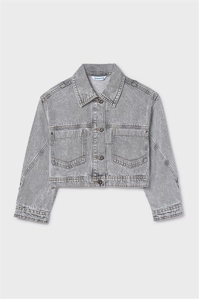 Mayoral Kız Çocuk 8-18 Yaş Cep Detaylı Denim Ceket Gri